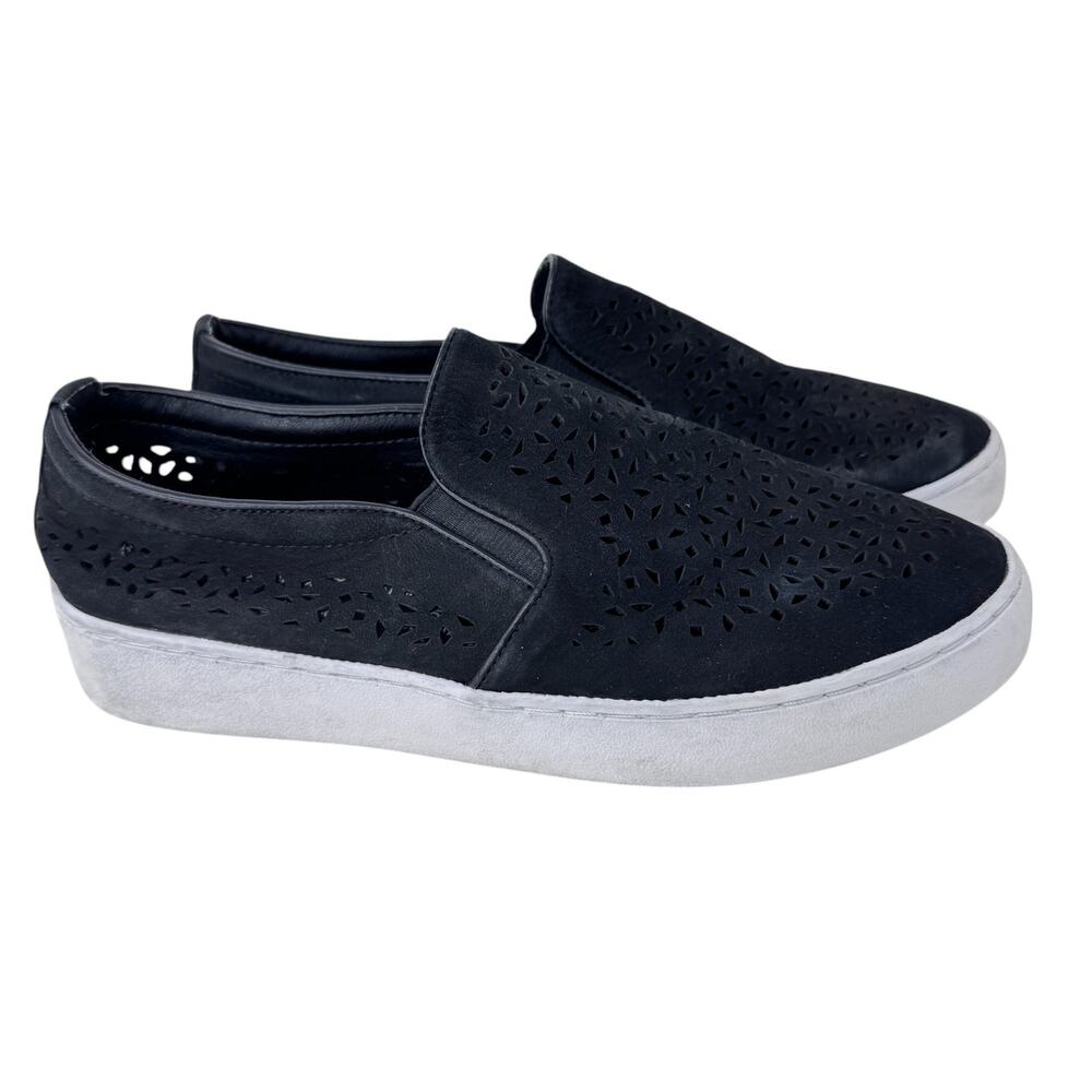 VIONIC Sneakers Shoes Women's 6.5 Black Leather Splendid Midi Perforated Slip-On